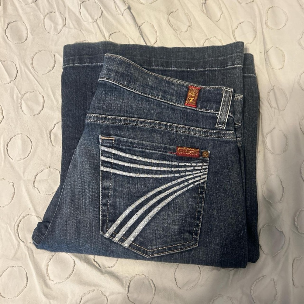 7 For All Manking Boot Cut Jeans with Unique Back Design